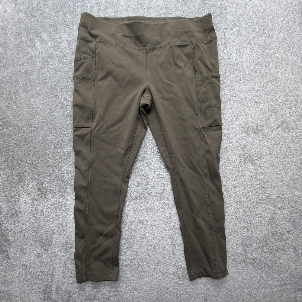 Carhartt Fitted Leggings Womens Large Green Ankle Pocket Stretch Workwear Pants
